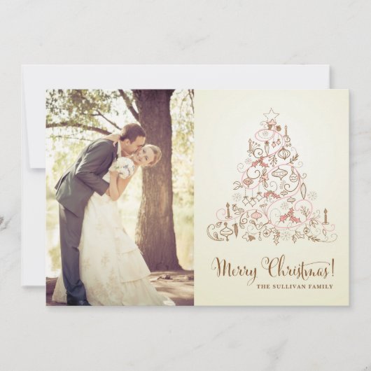 VINTAGE FESTIVE NOËL ARBRE DE VACANCES CARTE PHOTO (Devant)