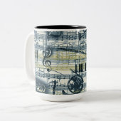 Vintage feuille Musique Motif café Mug (Devant gauche)