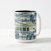 Vintage feuille Musique Motif café Mug (Devant droit)
