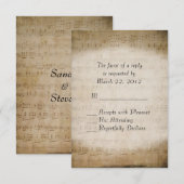 Vintage feuille musique personnalisée RSVP (Devant / Derrière)
