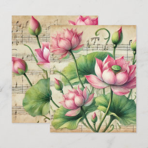 Vintage feuille Musique rose et vert Lotus Scrapbo