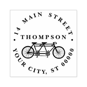 Vintage fiets voor twee / Tandem fiets adres Rubberstempel