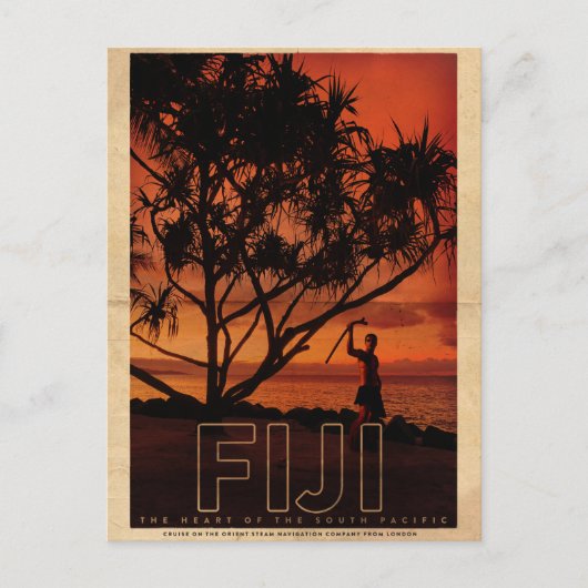 Vintage Fiji Travel Briefkaart (Voorkant)