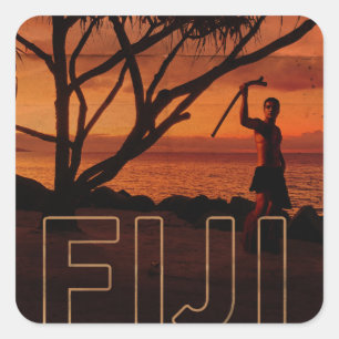 Vintage Fiji Vierkante Sticker