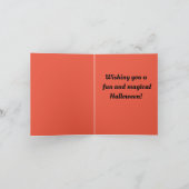 Vintage fille avec bougie Halloween carte de voeux (Intérieur)