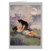 Vintage - Fille et chat noir, (Devant)