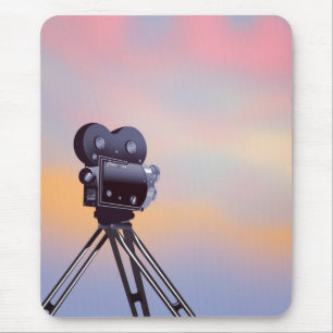 Vintage filmcamera zonsondergang muismat
