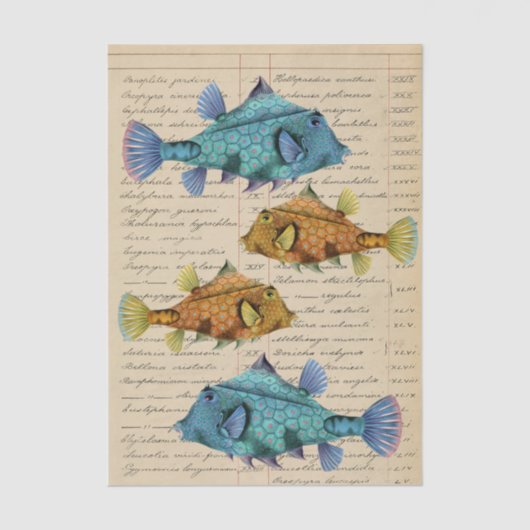Vintage Fish decoupage Tissuepapier (Voorkant)
