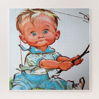 "Vintage Fishing Toddler" Legpuzzel