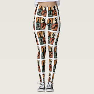 Vintage Fitness Silhouette Grid Workout T-Shirt Ar Leggings