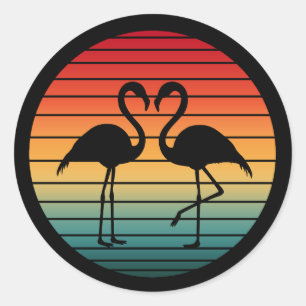vintage flamingo ronde sticker