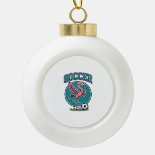 Vintage Flamingo Voetbalspeler Grafisch Shirt_1 Keramische Bal Ornament