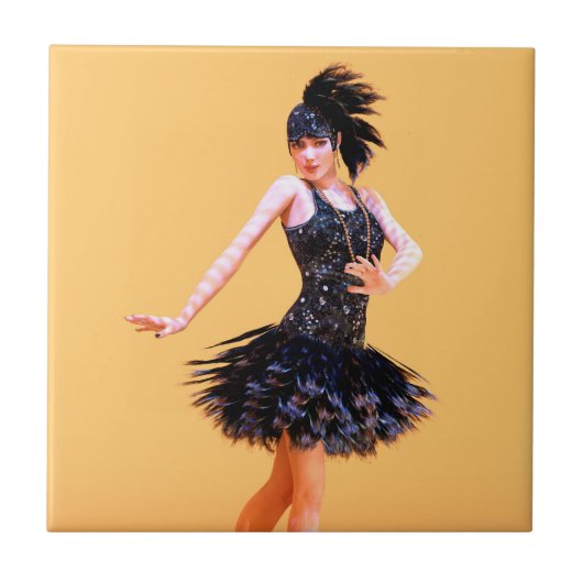 Vintage Flapperdansen Tegeltje (Voorkant)