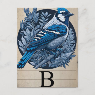 Vintage Flashcard B Blauwe Vogel Briefkaart