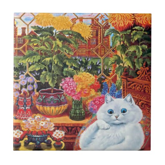 Vintage flesjeskatantaat Cat Gift Tile Tegeltje (Voorkant)