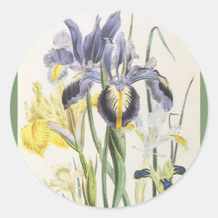 Vintage flessenwijn, tuinbouwbloemen ronde sticker