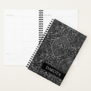Vintage Fleur de Lis   Black Grunge Damask Custom
