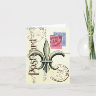 Vintage-Fleur de Lis carte pour notes