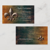Vintage Fleur de lis Logo Carte de visite (Devant / Derrière)