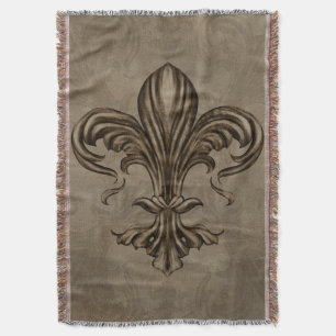 Vintage Fleur-de-lis Sepia Deken
