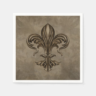 Vintage Fleur-de-lis Sepia Servet