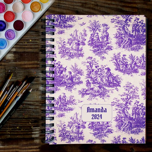 Vintage Fleur Toile Monogramme Violet