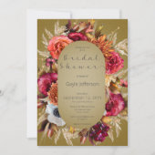 Vintage fleuri Bijou vert Douche Invitation (Devant)