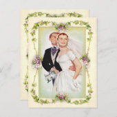 vintage fleuri, faire-part de mariage, (Devant / Derrière)