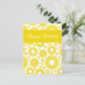 Vintage fleuri jaune Joyeux Anniversaire Carte pos (Debout devant)