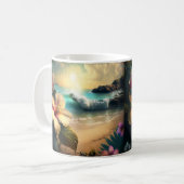 Vintage Fleurs exotiques Hawaïennes Café Mug (Devant gauche)