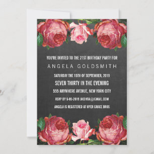 Vintage Floral 21e Anniversaire Invitations