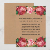 Vintage Floral 21e Anniversaire Invitations (Devant / Derrière)