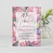 Vintage Floral 45e anniversaire de fête Invitation (Debout devant)