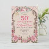 Vintage Floral 50e anniversaire Invitation (Debout devant)