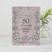 Vintage Floral 50th Wedding Anniversary Invitation (Debout devant)
