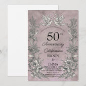 Vintage Floral 50th Wedding Anniversary Invitation (Devant / Derrière)