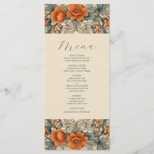 Vintage Floral Art Nouveau Menu Mariage