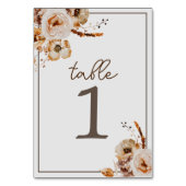 Vintage Floral Automne Mariage Numéro de table (Dos)