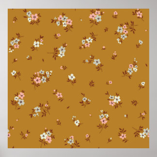 Vintage floral background. Floral pattern with sma Poster