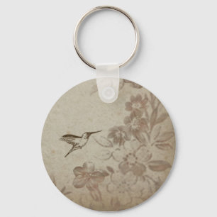 Vintage Floral Beige Sleutelhanger