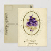 Vintage Floral Birthday Briefkaart (Voorkant / Achterkant)