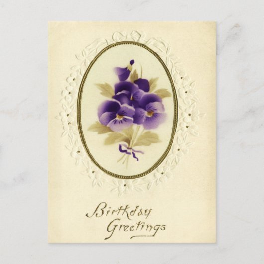 Vintage Floral Birthday Briefkaart (Voorkant)