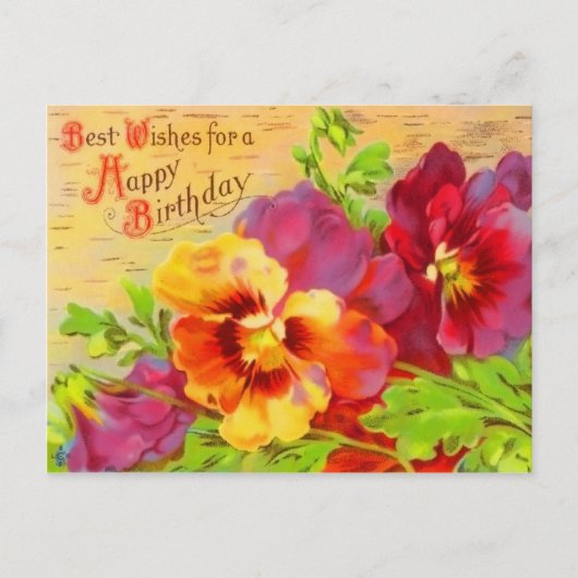 Vintage Floral Birthday Briefkaart (Voorkant)