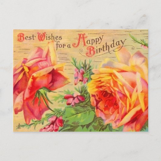 Vintage Floral Birthday Briefkaart (Voorkant)
