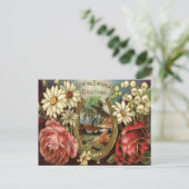 Vintage Floral Birthday Greeting Briefkaart (Staand voorkant)