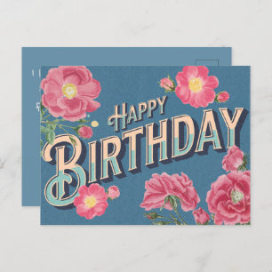 Vintage Floral Bonne carte d'anniversaire