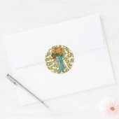 Vintage Floral Boot Ronde Sticker (Envelop)