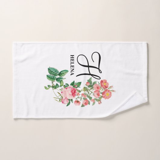Vintage Floral Botanique Customisé Monogramme (Serviette à main)