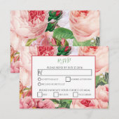 Vintage Floral & Botanique Rose Roses Mariage RSVP (Devant / Derrière)