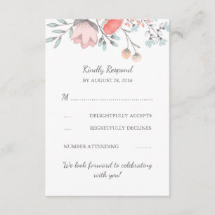 Vintage Floral Bouquet Wedding RSVP Kaart